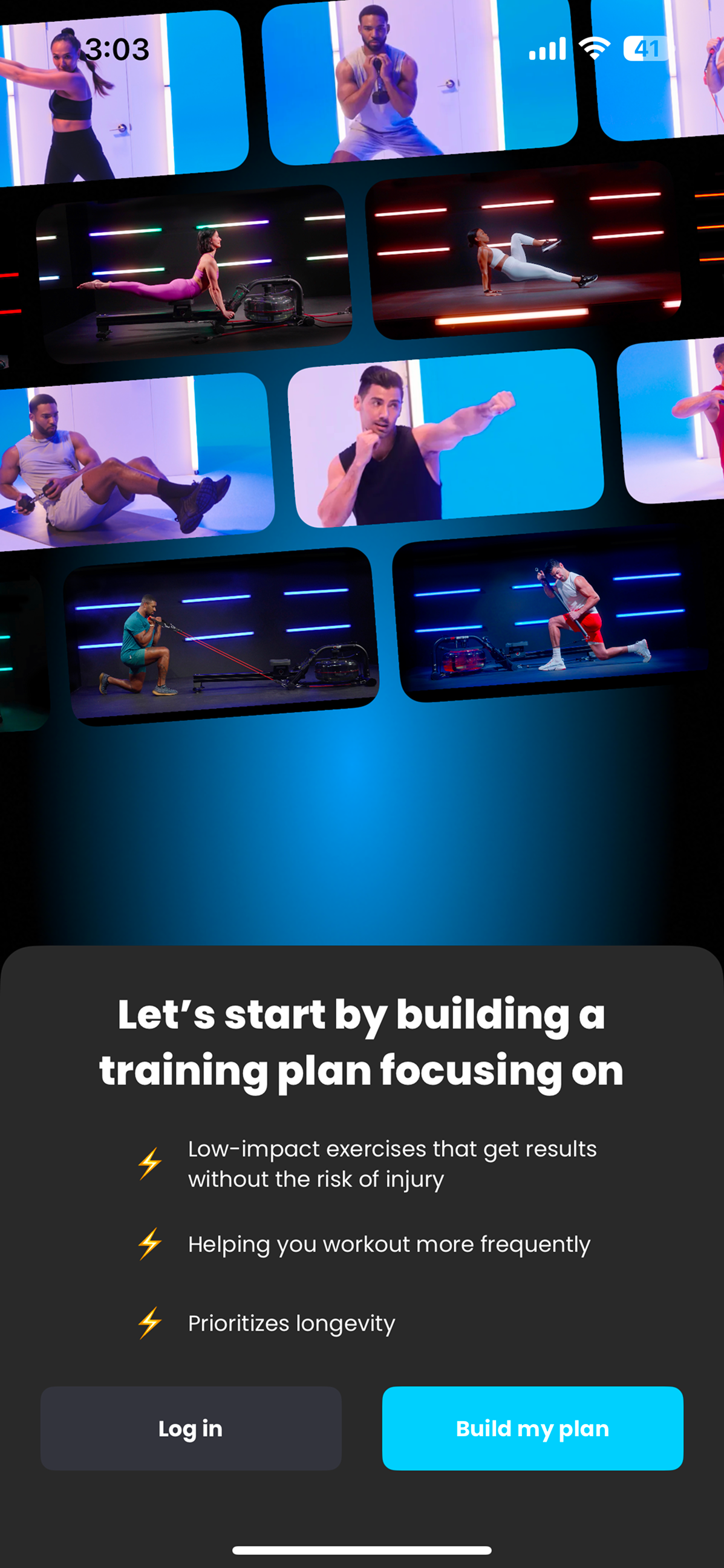 LIT welcome screen with bold branding and start-training call to action